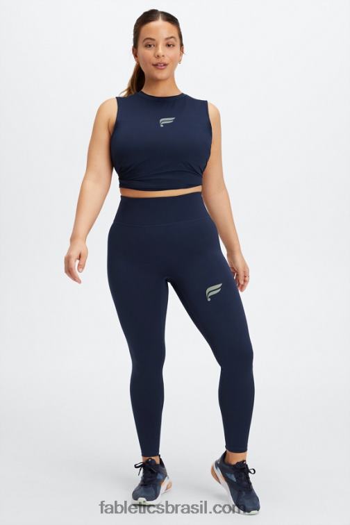 Fabletics marinho profundo/logotipo reflexivo 420HR1099 corra em qualquer lugar legging motion365 hw 7/8 mulheres