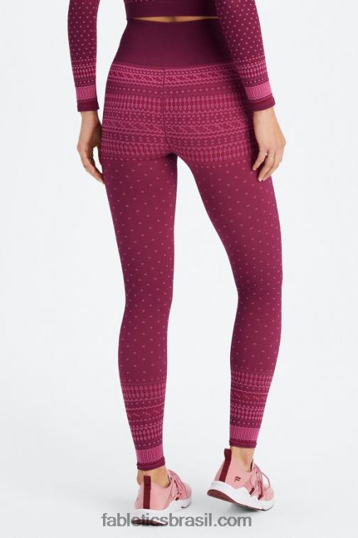 Fabletics merlot/multi 420HR1072 legging sem costuras fair isle cintura alta mulheres