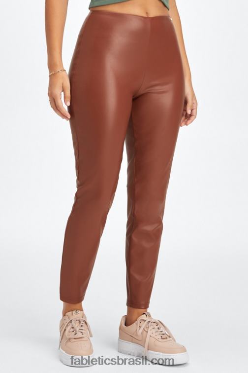 Fabletics mogno 420HR1127 legging cintura alta de couro vegano mulheres