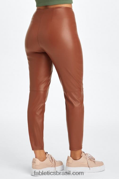 Fabletics mogno 420HR1127 legging cintura alta de couro vegano mulheres