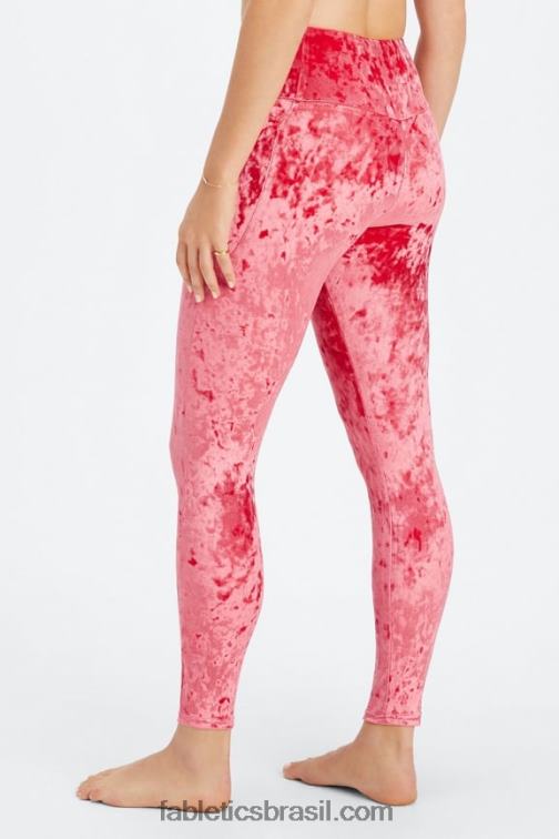 Fabletics morango vermelho 420HR1073 legging cruzada de veludo amassado mulheres