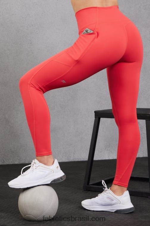 Fabletics morango vermelho 420HR791 legging oasis pureluxe cintura alta 7/8 49 mulheres