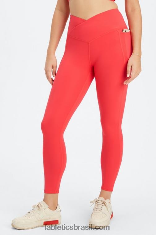 Fabletics morango vermelho 420HR931 legging oasis pureluxe hw crossover 7/8 mulheres