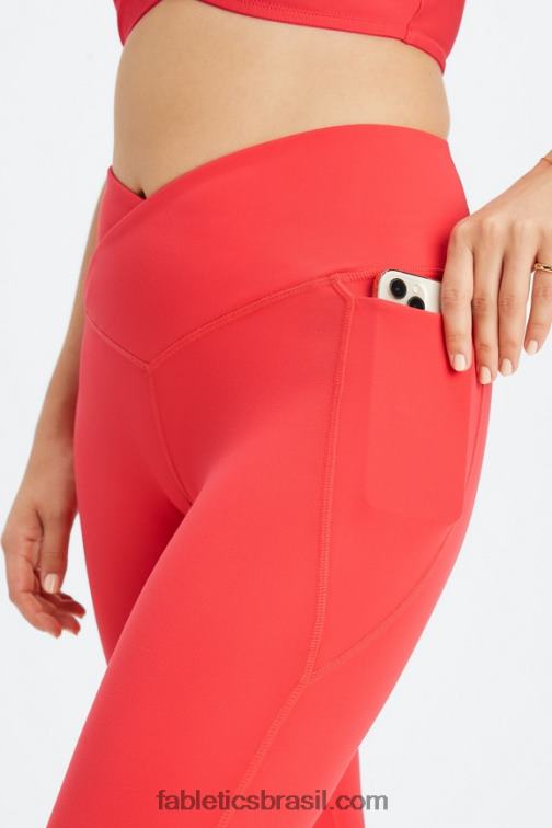 Fabletics morango vermelho 420HR931 legging oasis pureluxe hw crossover 7/8 mulheres