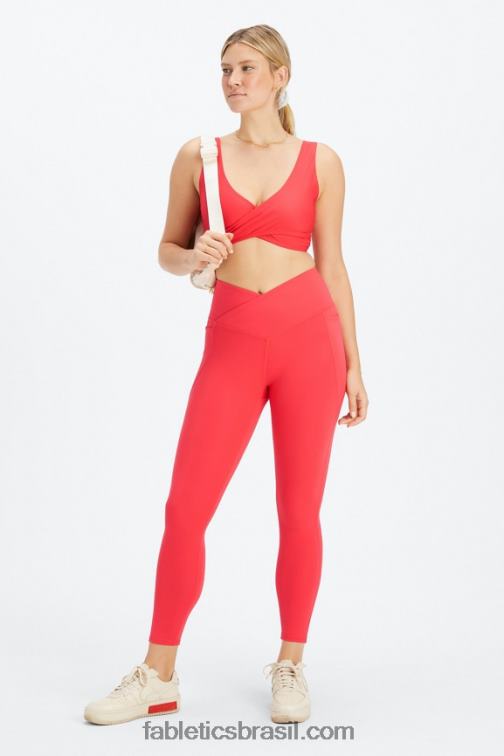 Fabletics morango vermelho 420HR931 legging oasis pureluxe hw crossover 7/8 mulheres