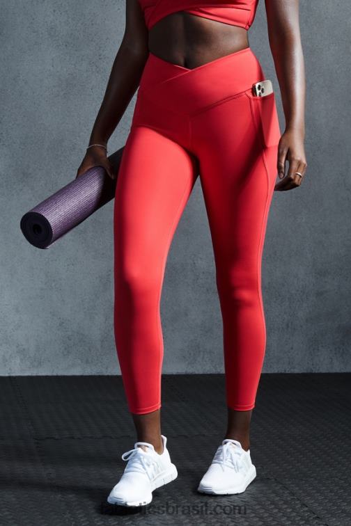 Fabletics morango vermelho 420HR931 legging oasis pureluxe hw crossover 7/8 mulheres