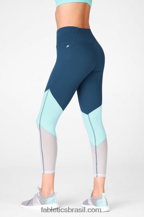 Fabletics nova azul/pedra cinza 420HR1054 zona cintura alta 7/8 mulheres