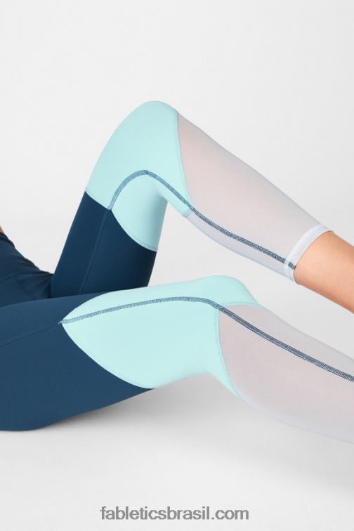 Fabletics nova azul/pedra cinza 420HR1054 zona cintura alta 7/8 mulheres