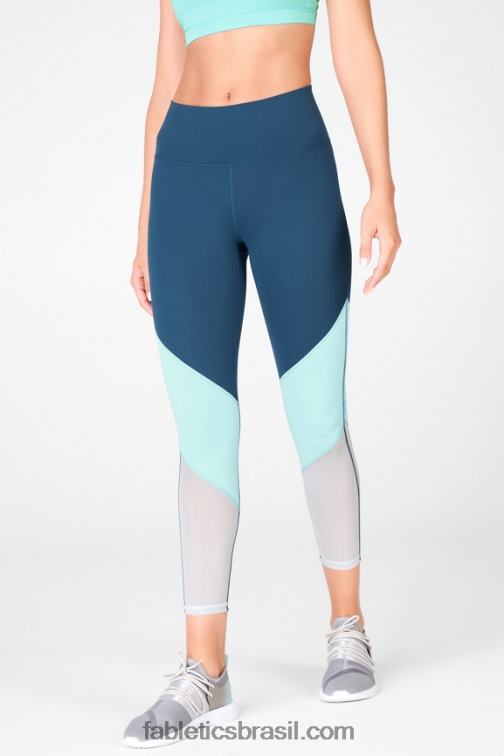 Fabletics nova azul/pedra cinza 420HR1054 zona cintura alta 7/8 mulheres