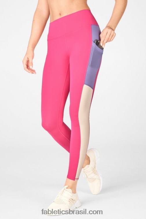 Fabletics pelúcia rosa/violetta/tapioca 420HR757 legging cintura alta powerhold on-the-go 42 mulheres