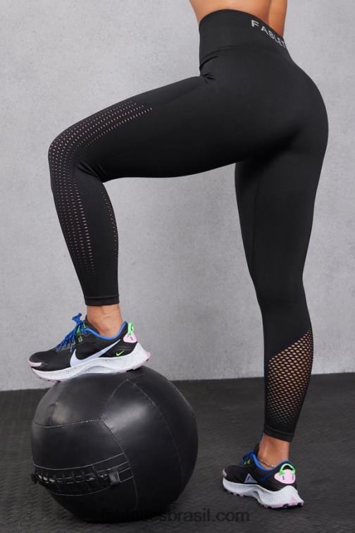 Fabletics preto 420HR1000 Sync legging cintura alta sem costura 7/8 mulheres