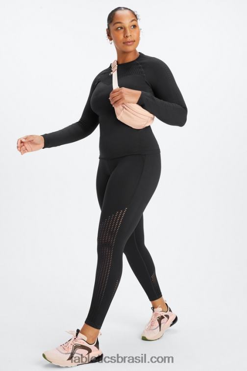 Fabletics preto 420HR1000 Sync legging cintura alta sem costura 7/8 mulheres