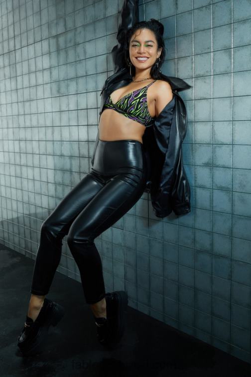 Fabletics preto 420HR1063 legging de couro vegano mulheres