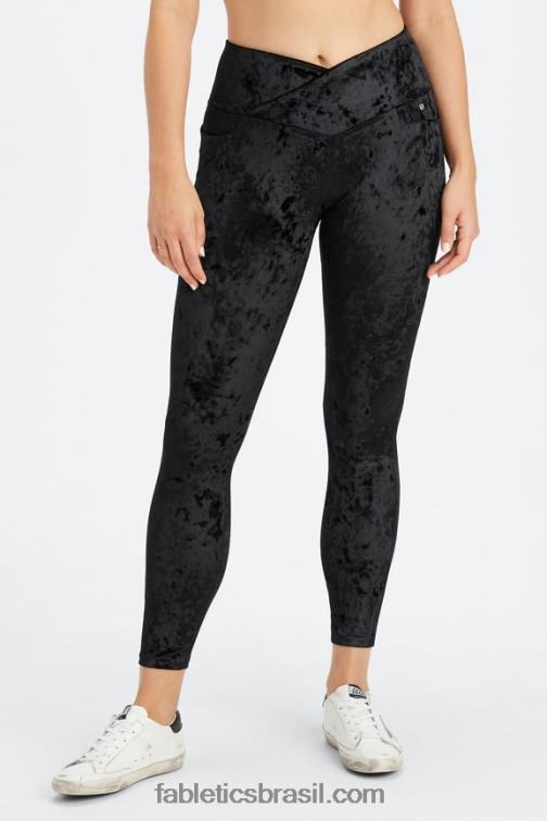Fabletics preto 420HR1075 legging cruzada de veludo amassado mulheres