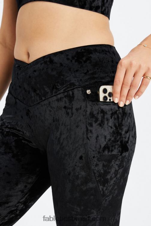 Fabletics preto 420HR1075 legging cruzada de veludo amassado mulheres