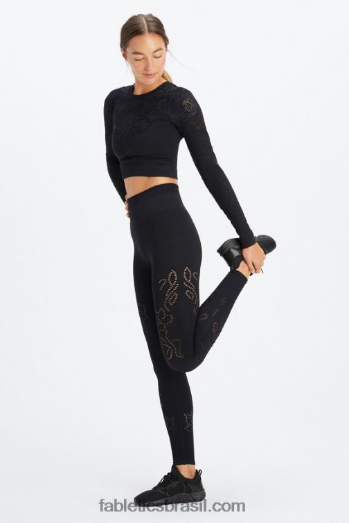 Fabletics preto 420HR1087 legging sem costura cintura alta mulheres