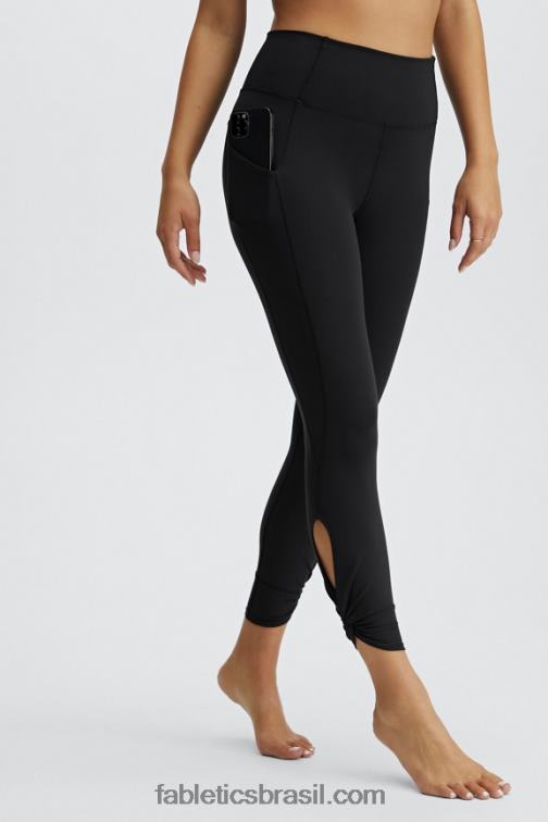Fabletics preto 420HR1139 legging cintura alta twist 7/8 oasis pureluxe mulheres