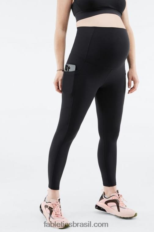 Fabletics preto 420HR949 legging gestante cintura alta pureluxe 7/8 mulheres