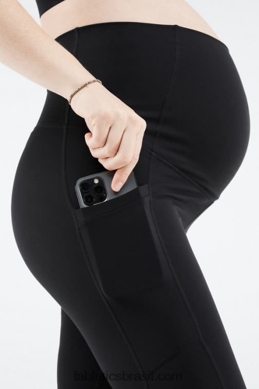 Fabletics preto 420HR949 legging gestante cintura alta pureluxe 7/8 mulheres