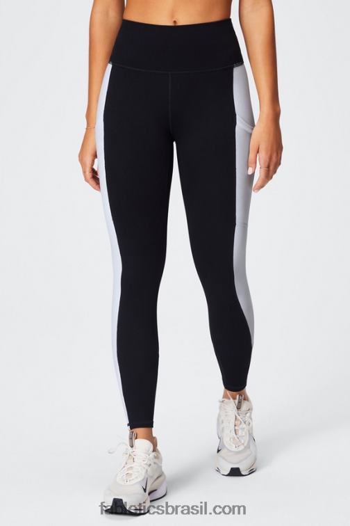 Fabletics preto/branco clássico 420HR743 legging cintura alta powerhold on-the-go 40 mulheres