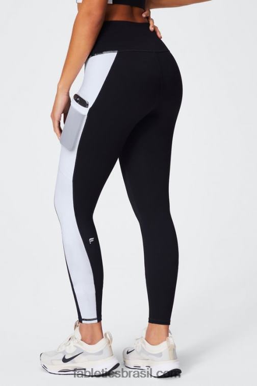 Fabletics preto/branco clássico 420HR743 legging cintura alta powerhold on-the-go 40 mulheres