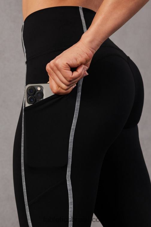 Fabletics preto/branco clássico 420HR829 legging oasis pureluxe cintura alta 7/8 57 mulheres