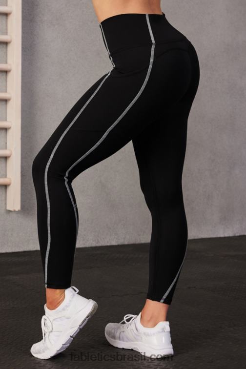 Fabletics preto/branco clássico 420HR829 legging oasis pureluxe cintura alta 7/8 57 mulheres
