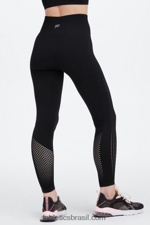 Fabletics preto/estanho 420HR1006 Sync legging cintura alta sem costura 7/8 mulheres