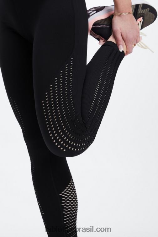 Fabletics preto/estanho 420HR1006 Sync legging cintura alta sem costura 7/8 mulheres