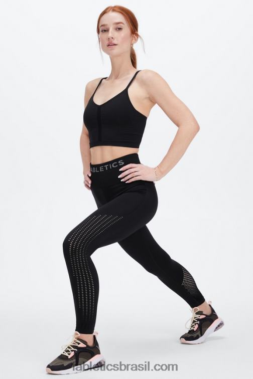 Fabletics preto/estanho 420HR1006 Sync legging cintura alta sem costura 7/8 mulheres