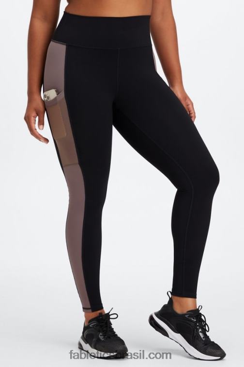 Fabletics preto/fumado 420HR745 legging cintura alta powerhold on-the-go 40 mulheres