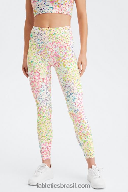 Fabletics preto/prata reflexivo 420HR691 define powerhold cintura alta 7/8 legging 29 mulheres