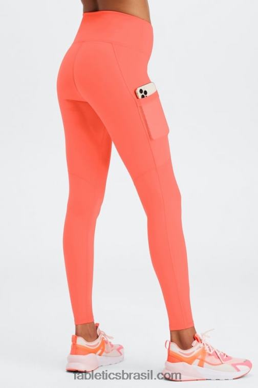 Fabletics preto/rosa escapar da loucura do verão 420HR750 legging cintura alta powerhold on-the-go 41 mulheres
