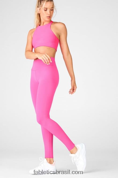 Fabletics rosa fluorescente 420HR1246 legging cintura alta em malha esculpida mulheres