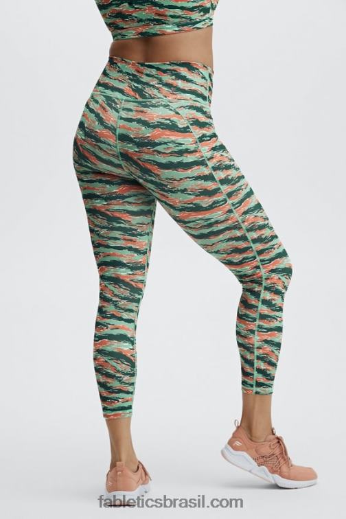 Fabletics rosa suave/branco clássico 420HR700 define powerhold cintura alta 7/8 legging 31 mulheres