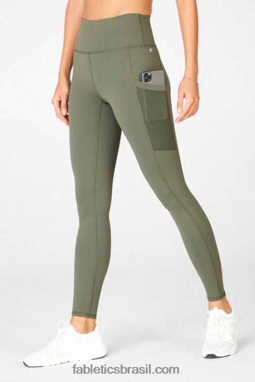 Fabletics sarja escura/musgo escuro multi 420HR763 legging cintura alta powerhold on-the-go 44 mulheres