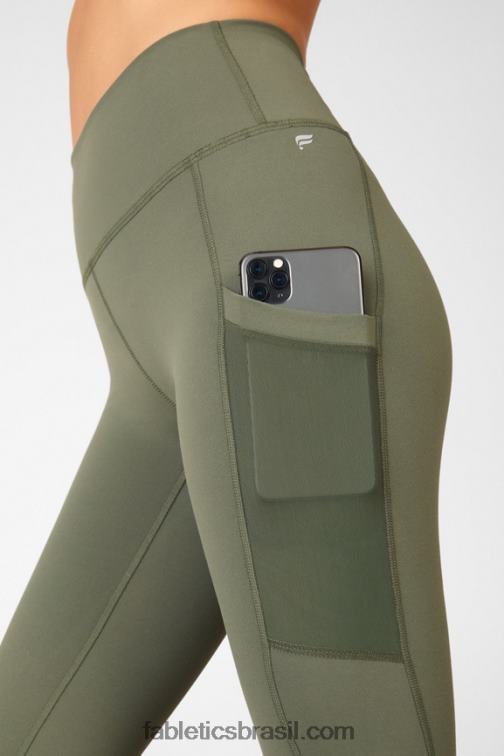 Fabletics sarja escura/musgo escuro multi 420HR763 legging cintura alta powerhold on-the-go 44 mulheres