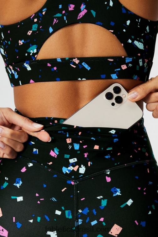 Fabletics terrazzo preto 420HR944 qualquer lugar motion365+ legging de cintura alta mulheres