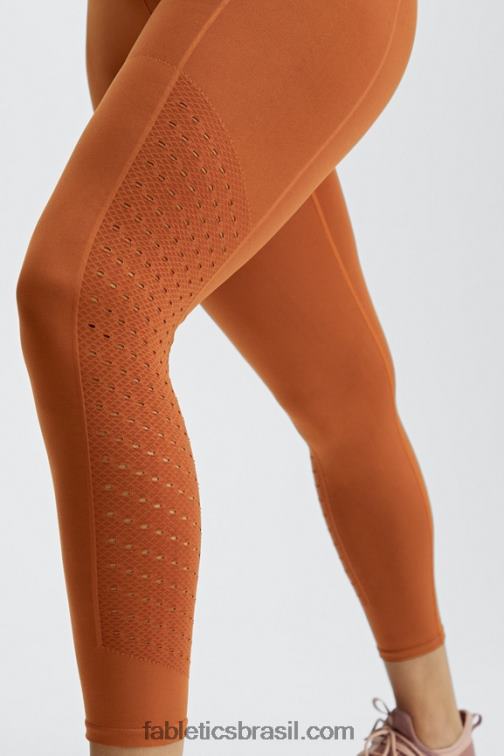 Fabletics tijolo queimado 420HR1007 Sync legging cintura alta sem costura 7/8 mulheres