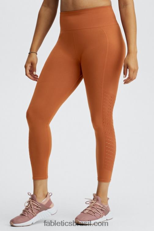 Fabletics tijolo queimado 420HR1007 Sync legging cintura alta sem costura 7/8 mulheres