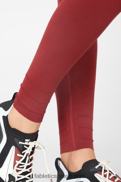 Fabletics umbria vermelho 420HR1217 Legging de comprimento personalizado de cintura alta em malha esculpida mulheres