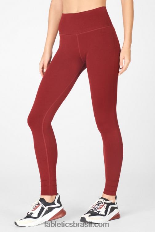 Fabletics umbria vermelho 420HR1217 Legging de comprimento personalizado de cintura alta em malha esculpida mulheres