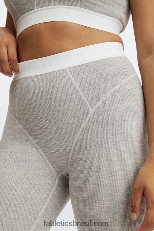 Fabletics urze cinza claro/logotipo branco 420HR1205 legging cintura alta waffle mulheres