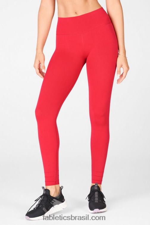 Fabletics vermelhão 420HR1218 Legging de comprimento personalizado de cintura alta em malha esculpida mulheres
