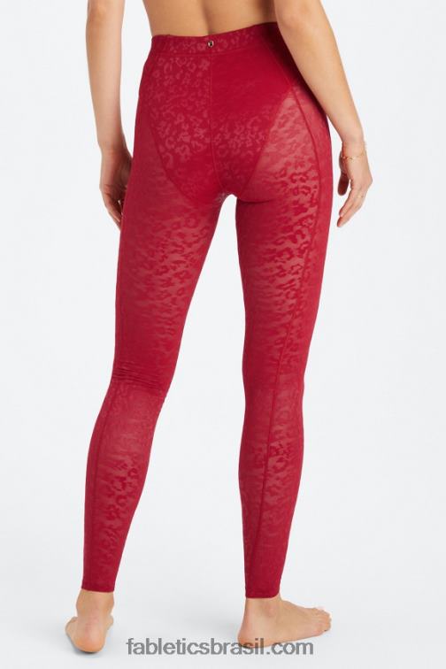 Fabletics vermelho escuro 420HR1080 legging malha leopardo cintura alta mulheres