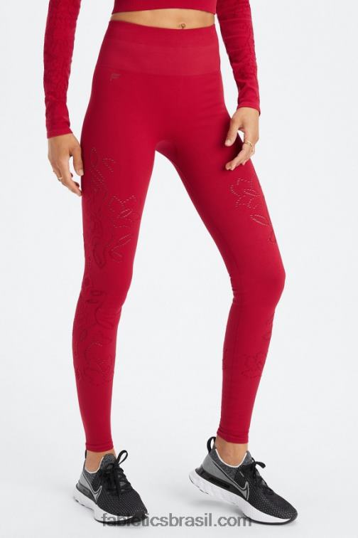 Fabletics vermelho escuro 420HR1088 legging sem costura cintura alta mulheres