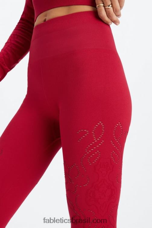 Fabletics vermelho escuro 420HR1088 legging sem costura cintura alta mulheres