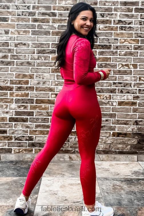 Fabletics vermelho escuro 420HR1088 legging sem costura cintura alta mulheres