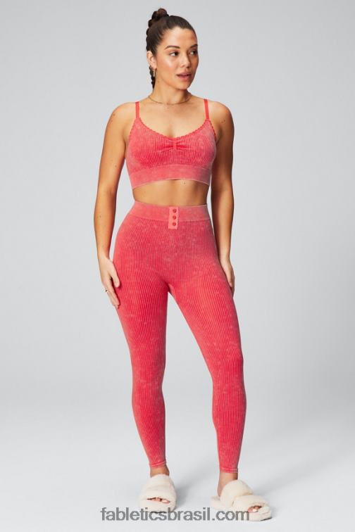 Fabletics vermelho morango lavado 420HR1030 legging tricoline 7/8 mulheres
