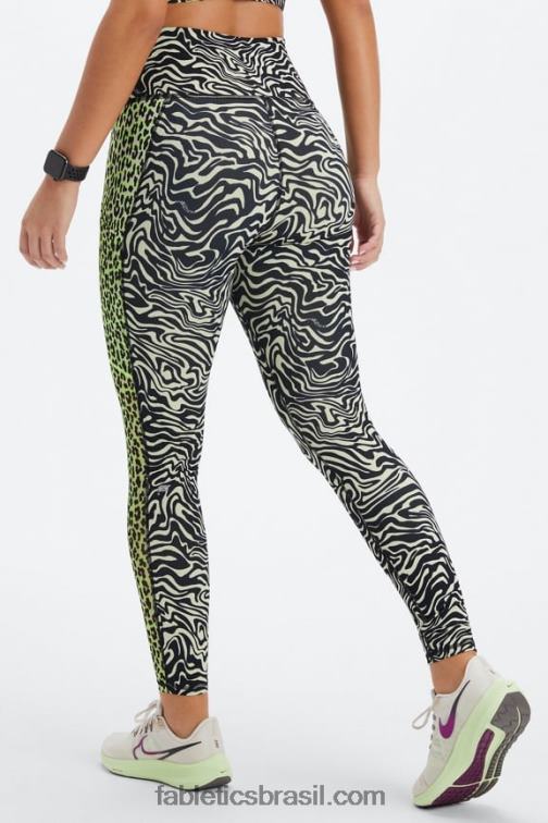 Fabletics zebra marmorizada/iluminador chita ondulada 420HR744 legging cintura alta powerhold on-the-go 40 mulheres